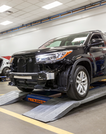 Toyota on vehicle lift | Jim Shorkey Toyota in Pittsburgh PA